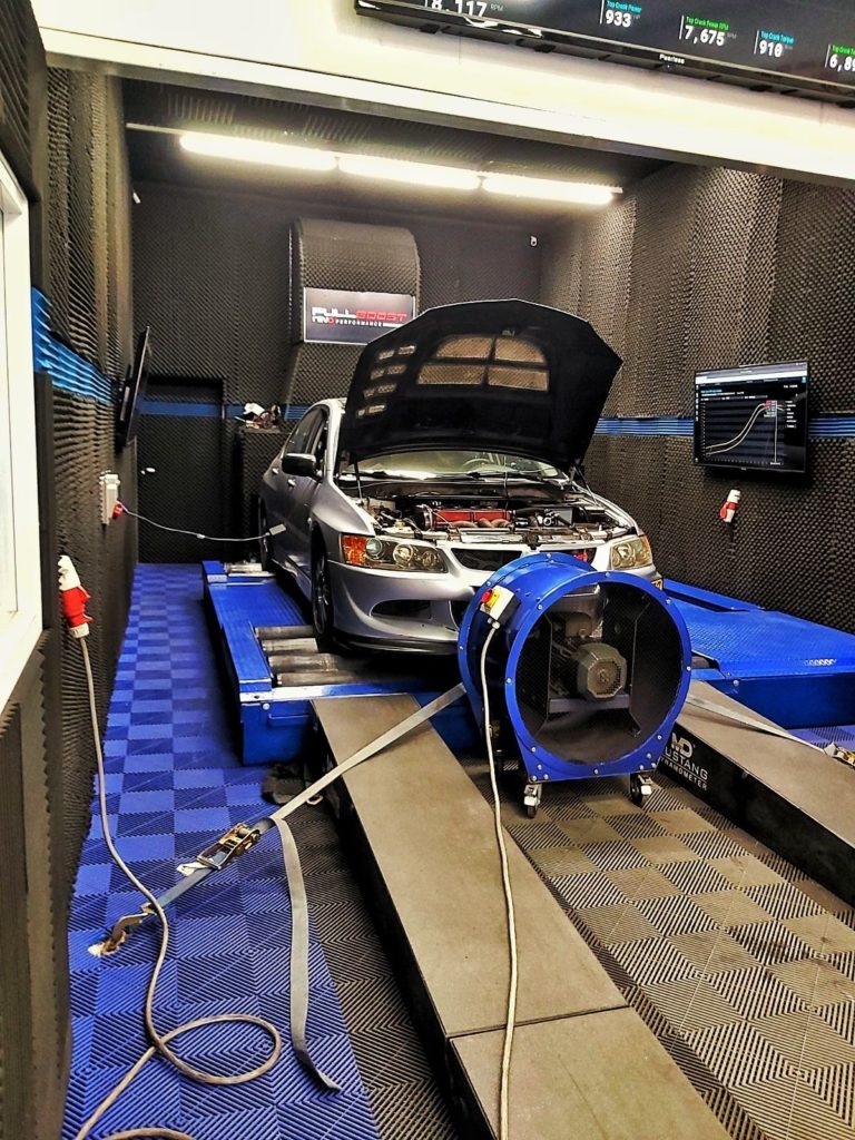 Mitsubishi EVO VIII during a dyno tuning session
